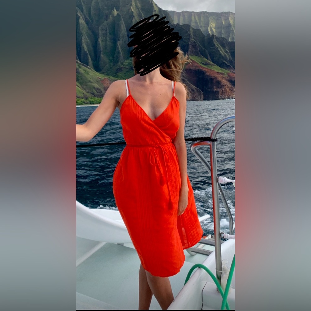 MADEWELL Red Wrap around Coverup Dress